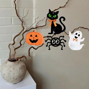 Décoration de table en bois pour Halloween, ensemble de 4 pièces, panneaux en forme de fantôme, chat noir, araignée, <span class=keywords><strong>citrouille</strong></span> pour la fête d'Halloween, décoration de la maison - Product Image 5
