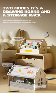 Meuble de rangement moderne en plastique multi-compartiments pour documents et livres, support de bureau décoratif pour enfants - Product Image 3