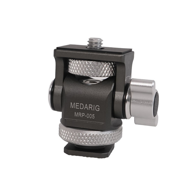 360 Degree Swivel Hot Shoe Mount Adapter 1/4 Inch Aluminum Screw Mount Stand Mini Tripod Ball Head for Camera Video