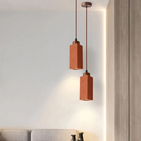Suspension LED réglable en hauteur, en pierre rouge brique, pour restaurant, bar, comptoir d'hôtel, chambre à coucher, chevet, salon
