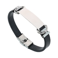 Bracelet en cuir et acier inoxydable personnalisé, bracelets en caoutchouc personnalisés, vente en gros, bracelets promotionnels tendance pour hommes/femmes