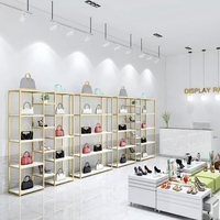 Étagère de présentation de sacs à main de luxe, design de comptoir de magasin, design créatif de vitrine haut de gamme, mobilier de présentation