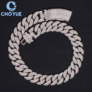 Collar de Cadena Cubana Personalizado con Cierre de Plata de Ley 925, Chapado en Oro Rosa, con Moissanita de 20 mm, Estilo Hiphop para Hombre, Joyería Iced Out - Product Image 5