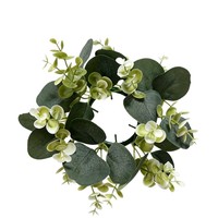 Künstlicher Eukalyptus-Kerzenring-Kranz, Künstlicher Grüner Kranz für Heim-Hochzeitstisch-Dekoration Weihnachten Vatertag