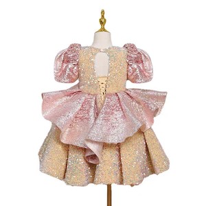 Vestido de tutú corto con lentejuelas y volantes para niñas, ideal para cumpleaños, fotografía, desfiles o actuaciones individuales, color dorado. - Product Image 5