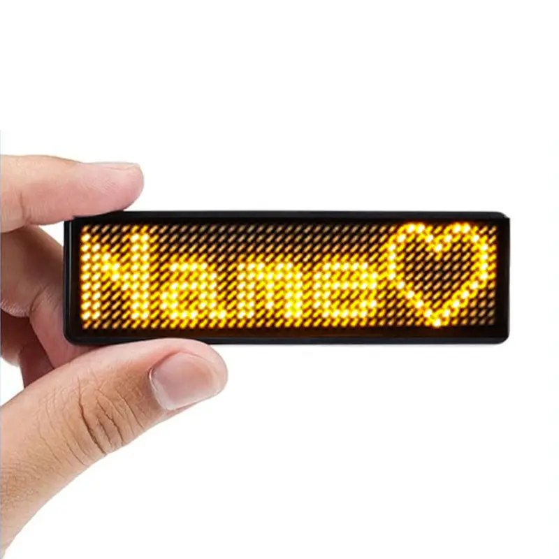 Sinal de LED programável para celular, sinal de rolagem com LED piscando, crachá de gerenciador de etiqueta de nome, sinal de néon personalizado, transparente e transparente