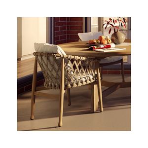 Meubles de patio <span class=keywords><strong>en</strong></span> bois de <span class=keywords><strong>teck</strong></span> salle à manger fauteuils confortables chaises de jardin <span class=keywords><strong>en</strong></span> corde de rotin bon marché - Product Image 1
