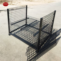Cage promotionnelle roulante en fil métallique noir pour supermarché, avec roulettes, robuste, carrée, pour affichage de liquidation en magasin