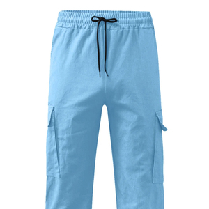 Pantalon cargo en toile pour homme, léger et confortable, taille haute, avec tissu écologique pour un port décontracté confortable - Product Image 6