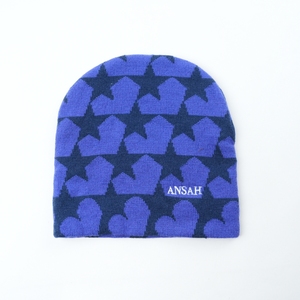 Gorro de punto Jacquard de lana 100% con patrón de Corazón Azul Marino Unisex gorro de invierno suave y cálido gorro de punto para hombres y mujeres 100% gorro de lana - Product Image 1