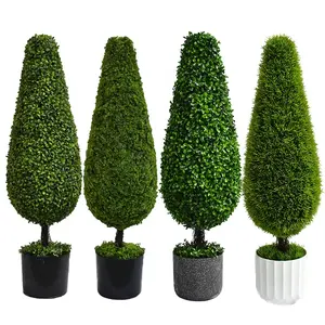 आउटडोर इनडोर सजावट सिमुलेशन हरे पौधे प्लास्टिक कृत्रिम शंकु सरू/पाइन/देवदार पेड़ कृत्रिम बोन्साई पेड़