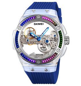 Reloj mecánico SKMEI M032 para hombre con caja de PC transparente y banda de silicona resistente al agua movimiento automático espejo de cristal - Product Image 4