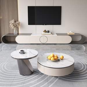 Meuble <span class=keywords><strong>TV</strong></span> ZN 284 au design moderne et personnalisable, en acier inoxydable, avec armoire en bois imbriquée, <span class=keywords><strong>pour</strong></span> la maison, le salon et les hôtels - Product Image 3