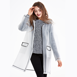 Veste de pluie semi-transparente pour adulte en TPU dégradable, imperméable, à capuche, style <span class=keywords><strong>court</strong></span>, avec fermeture éclair étanche - Product Image 2