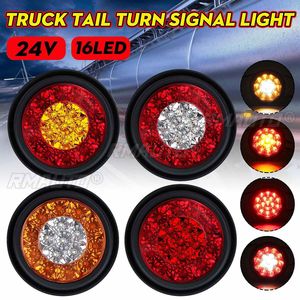 ไฟท้ายรถยนต์ทรงกลม LED สีเหลืองอำพันและสีแดง 2 ดวง 16LED 12V ไฟเบรก ไฟวิ่ง ไฟถอยหลัง สำหรับรถบรรทุก รถพ่วง รถบรรทุกขนาดใหญ่ - Product Image 1