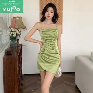 Droma en stock vert slim-fit hip wrap slip dress fashion summer dresses women 2024 modern sexy short mini dress