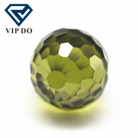 Perles rondes à facettes de 3mm à 12mm, perles de zircon cubique péridot/d-péridot, pierres à facettes synthétiques en forme de sphère, pierres CZ