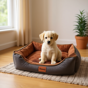 Set di Tre Pezzi di Cuccia per Cani in Tessuto Tecnologico e Flanella, Letti per Animali Marroni - Product Image 3