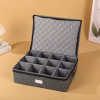 Support de rangement empilable pour tasses avec couvercle et poignée, porte-tasses à café avec séparateur, boîte de rangement pliable pour 12 tasses