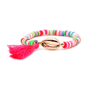Pulsera de Cuentas de Arcilla Ajustable Resoul <span class=keywords><strong>para</strong></span> Mujer, <span class=keywords><strong>Pulseras</strong></span> de Cuentas con Dijes de Concha Multicolor, Joyería de Moda Gitana, Regalo - Product Image 4