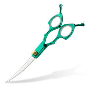 6.0inch Màu đỏ Nhật Bản 440C mạ điện của kéo cong kéo hình vật nuôi chải chuốt kéo thú y - Product Image 3