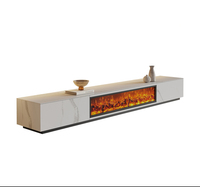 Meuble TV moderne avec flamme simulée, armoire décorative, design de cheminée électrique, table basse avec plateau en marbre rocheux