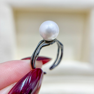 WENCHI S925 แหวนเงินพร้อมลูกปัดกลม 9-13 มม. DIY อุปกรณ์เสริมไข่มุกแฟชั่นเครื่องประดับขนาด 25 มม. รุ่น 11983 - Product Image 2