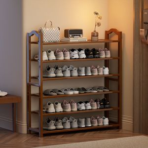 Bamboo and wood <b>shoe</b> rack, home entrance, indoor multi-layer simple <b>shoe</b> cabinet, <b>space</b>-<b>saving</b>, large-capacity <b>storage</b> rack - Product Image 3