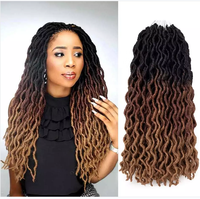 Extensions de cheveux tressés au crochet de 18 pouces, pré-bouclées, style Gypsy Loc, Dreadlocks, Ombre, bouclées et ondulées, pour tresses torsadées, tresses africaines