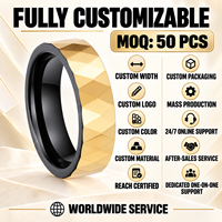 Bague pour homme en carbure de tungstène bicolore noir et or de 6 mm, coupe diamant, alliance de mariage pour homme, fabricant de bijoux sur mesure, vente en gros