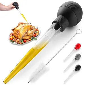 Turkey Baster With Cleaning Brush Food Grade Syringe Baster For Cooking Basting With Detachable Round Bulb bbq gadget
