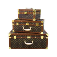 Ensemble de 4 Valises-Coffres Minières en Bois Rétro et Mignonnes, Bagage à Main sans Roues pour Nuitées