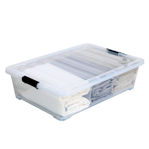 Collapsible Storage Bin Containers Plastic Foldable Folding OEM Under The Bed Storage Box Bins With Rolling Wheels Lids