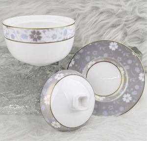 Vaisselle en porcelaine chinoise élégante, bol à riz en céramique, assiette ronde et plat à condiments - Product Image 1