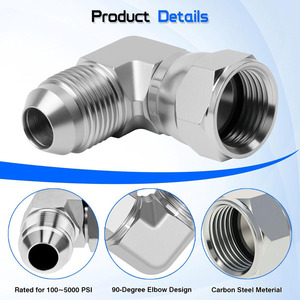 Raccord <span class=keywords><strong>hydraulique</strong></span> 3/8" <span class=keywords><strong>JIC</strong></span> 37 °   Raccord mâle X 3/4" femelle <span class=keywords><strong>JIC</strong></span> 90 °   Adaptateur coudé en acier au carbone pour systèmes hydrauliques - Product Image 4