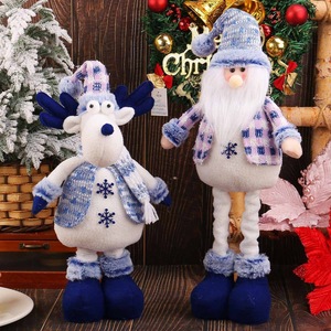 Décoration de Noël : Père Noël bleu, rennes, sapin de Noël, bonhomme de neige, poupée bébé créative extensible en fourrure, support en tissu - Product Image 3