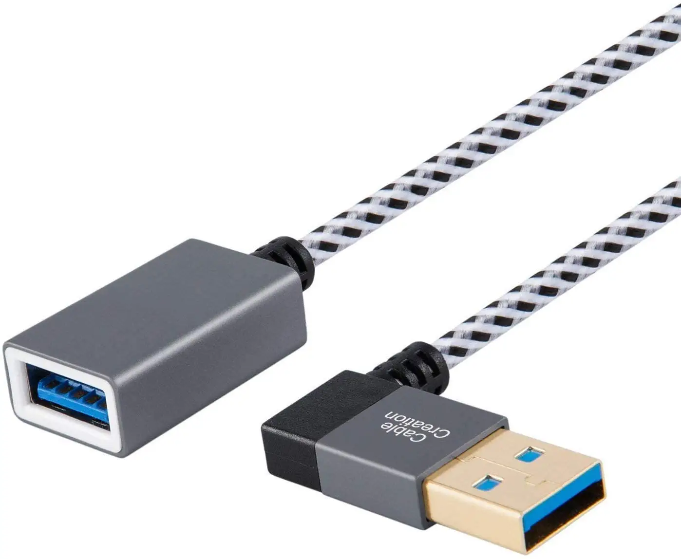 CableCreation 직각 짧은 USB 3.0 연장 케이블 플래시 드라이브 키보드 스캐너 [2 팩]