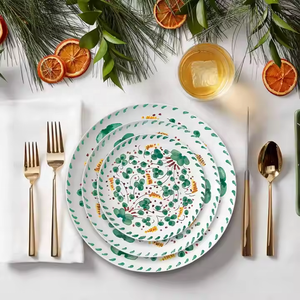 New Design Fine Bone China Green Floral Plate <b>Set</b> Luxury Dinner <b>Set</b> Wedding Ceramic <b>Dinnerware</b> <b>Set</b> - Product Image 1
