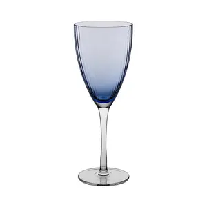 新设计批发现代手工蓝色条纹优雅明亮香槟长笛玻璃