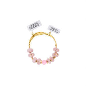Fashion <b>Beaded</b> <b>Bracelet</b> 316L Stainless Steel PVD <b>Gold</b> Plating Sustainable Resistant Pink Beads - Product Image 2