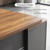 Escritorio ejecutivo moderno en forma de L de melamina y madera con mesa auxiliar para muebles de oficina de empresa