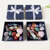Vente en gros de bracelets et pendentifs en pierres précieuses naturelles assorties, pierres de guérison, coffret cadeau de cristaux, ensemble de 7 chakras