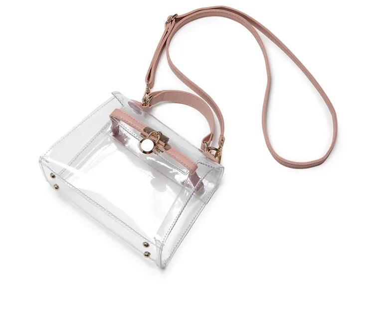 高品質透明クロスボディ女性ハンドバッグ小さな正方形スリングショルダーレディースバッグPVCファッション財布ハンドバッグ