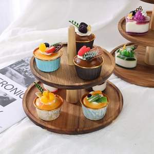 Supports multicouches pour gâteaux de mariage en acacia, présentoir en bois rond pour décoration de fête d'anniversaire, vente en gros - Product Image 3