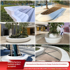 Banc en béton GRC d'extérieur en fibre de verre UHPC Terrazzo Tyco Stone, pour aménagement paysager, piscine et espace arboré, Fabricant Guangdong - Product Image 5