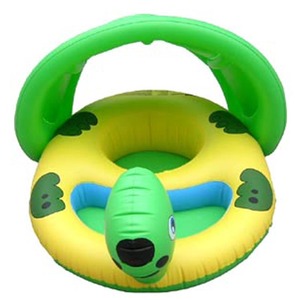 Bouée gonflable pour bébé avec auvent pare-soleil, motif tortue de mer amusant et mignon, dotée de plusieurs chambres à air et d'un vinyle lisse. - Product Image 3