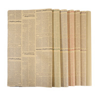 Papier d'emballage rétro en cuir de vachette, style journal anglais, pour emballage cadeau et fleurs, en papier kraft enduit de PVC recyclable, pour couverture de livre, Chine
