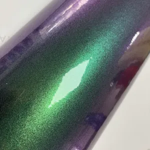Chameleon Green Purple Metallic Sparkle <strong>Vinyl</strong> Wrap Film Roll for Car and Motorcycle <strong>Adhesive</strong> Decal Wrapping Cover - Product Image 2