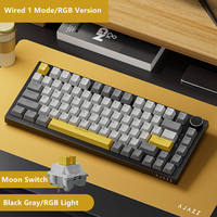 Keyboard Mekanik Gaming Ajazz AK820 USB Wired RGB Putih/Hitam/Ungu dengan Tata Letak 75% yang Dapat Disesuaikan, Struktur Gasket untuk Komputer PC