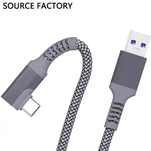 OD 4.8mm 3M 5M 6M Nylon Braided Right Angle Link Cable USB To C For Cellphone PC VR Headset Fast Charging For VR Oculus Quest 2